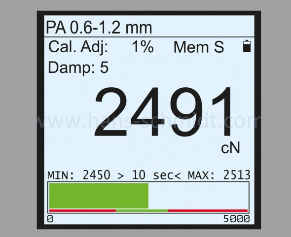 Display mit Bargraph Zugspannungsmesser Modellreihe DTS