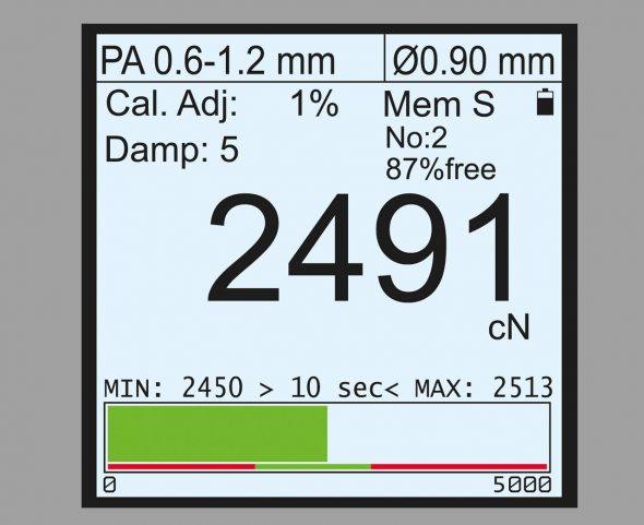 Display mit Bargraph Zugspannungsmesser DTX